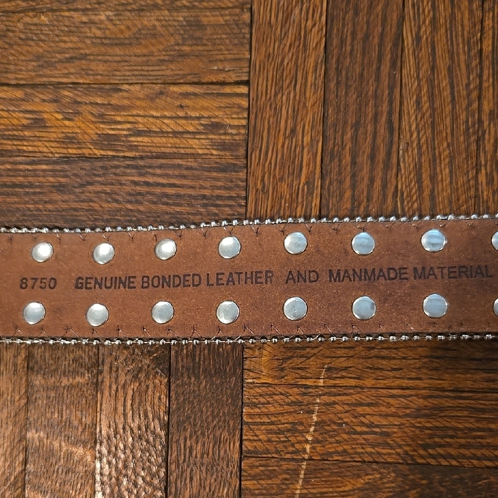 Western Rhinestone & Leather Belt - Picture 14 of 16